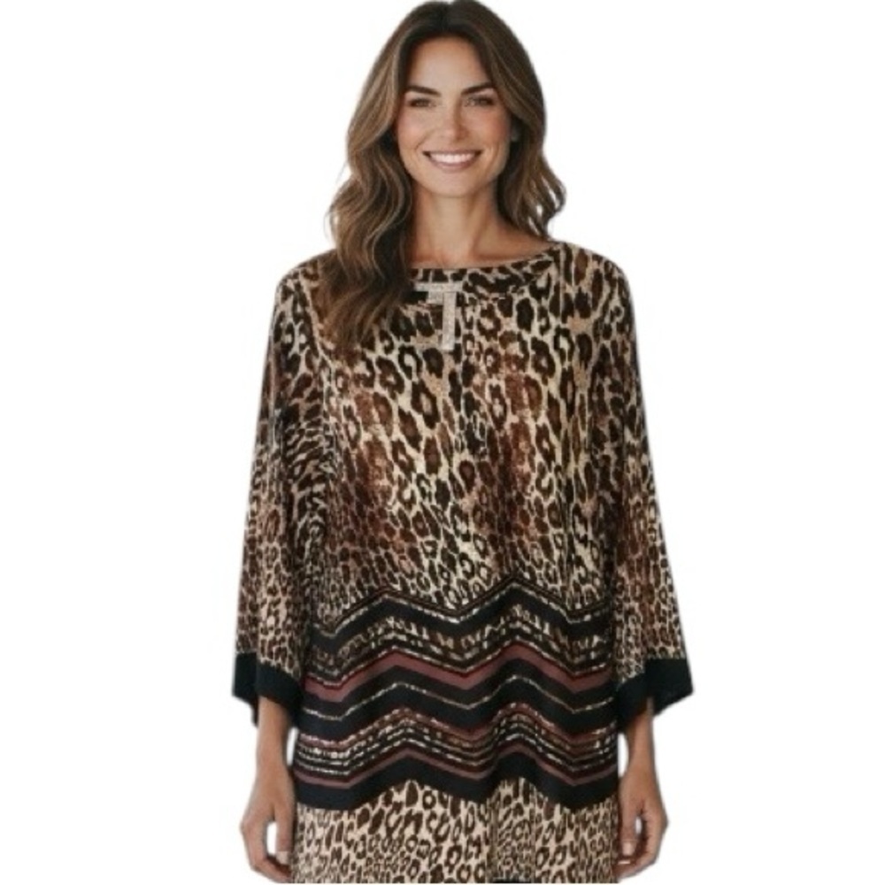 AA Studio 2X Leopard Print Tunic / Blusa Animal Print Plus Size